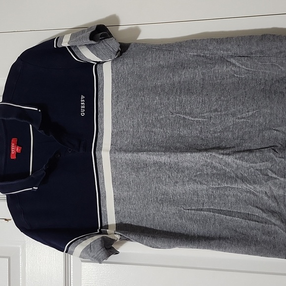Guess Other - Guess Navy and Gray Striped Polo